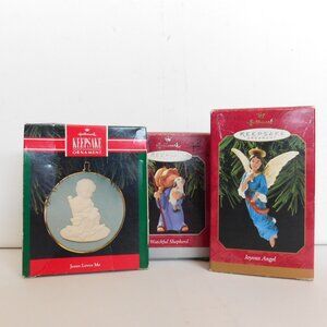 Hallmark Keepsake Religious Theme Ornament Lot Shepard Ange Jesus Loves Me Cameo